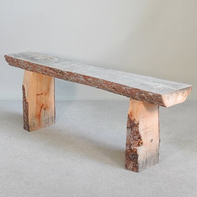 Lot 400 - A rustic natural wooden garden bench