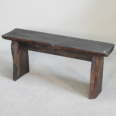 Lot 349 - A stained wooden bench, 100cm wide