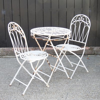 Lot 467 - A white painted metal folding garden table and...