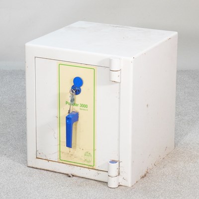 Lot 533 - A metal safe, Popular 3000, with key