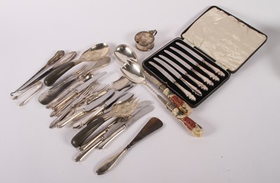 Lot 182 - A set of six silver-handled knives, together...