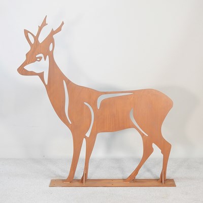 Lot 68 - A rusted metal garden model of a deer