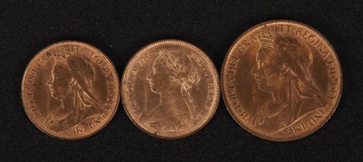Lot 243 - A Victoria 1900 penny, 1900 halfpenny, and...