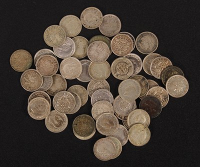 Lot 145 - A collection of pre-1947 silver threepences,...