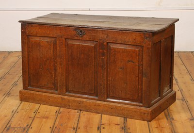 Lot 493 - An 18th century oak coffer
