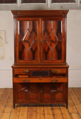 Lot 113 - A late Victorian walnut secretaire cabinet,...