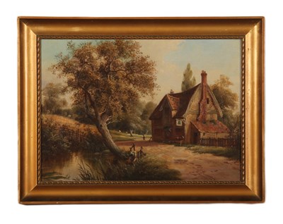 Lot 351 - Norwich School, country pub scene, oil on...
