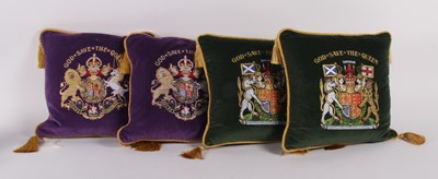 Lot 455 - Four Royal Collection velvet cushions, two...
