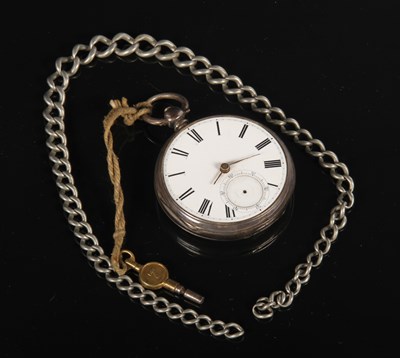 Lot 196 - A silver-cased openface pocket watch, the...
