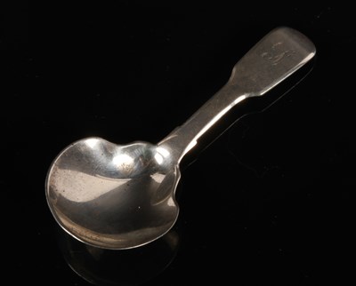 Lot 205 - A George IV silver fiddle pattern caddy spoon,...