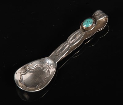 Lot 151 - A Native American silver baby spoon, set with...