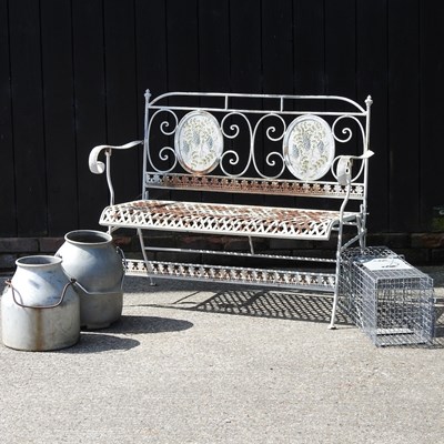 Lot 332 - An iron painted garden bench