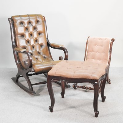 Lot 496 - A Victorian style button back rocking chair,...