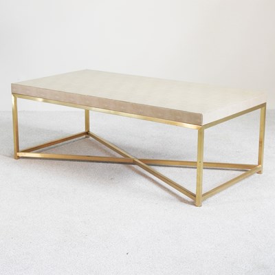 Lot 612 - A modern faux shagreen coffee table, on a gilt...