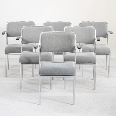 Lot 418 - A set of six 1970s chrome and upholstered...