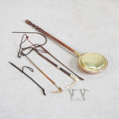 Lot 246 - A silver mounted riding crop, together with...