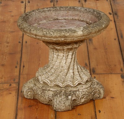 Lot 390 - A reconstituted stone bird bath, dia.40cm