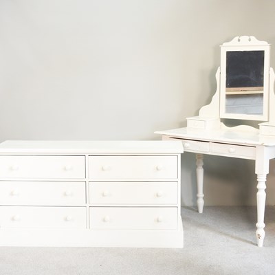 Lot 277 - A white painted chest of six drawers, 133cm...