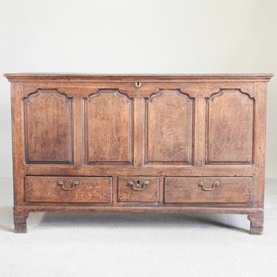 Lot 183 - An 18th century and later oak mule chest, with...