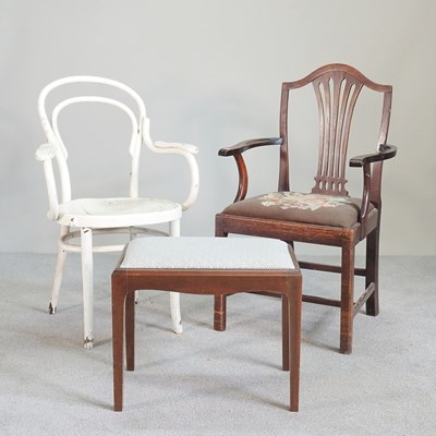 Lot 304 - A white painted Thonet armchair, together with...