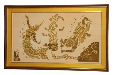 Lot 284 - A large Thai temple rubbing, depicting a...