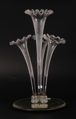 Lot 418 - A Victorian etched glass table epergne