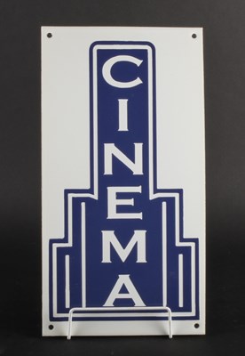 Lot 484 - An enamel on metal Cinema sign