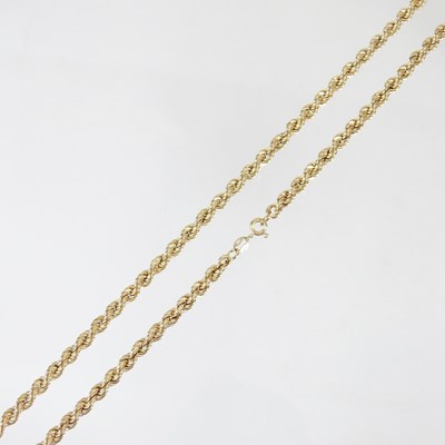 Lot 197 - A 9 carat gold necklace, of ropetwist design,...