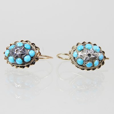 Lot 309 - A pair of antique 9 carat gold and turquoise...