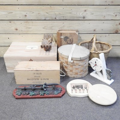 Lot 260 - Two wine boxes, together with baskets and...