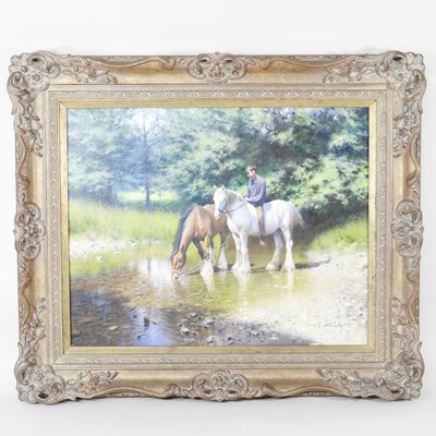 Lot 12 - Tony Sheath, b1946, river landscape with...