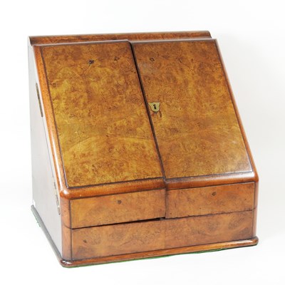 Lot 618 - A Victorian burr walnut stationery box, with a...