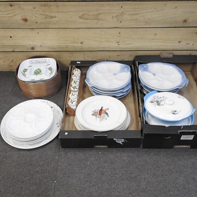 Lot 558 - A collection of French pottery oyster plates
