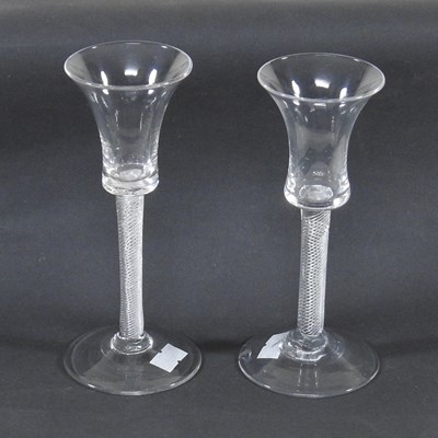Lot 26 - A pair of 18th century airtwist cordial...