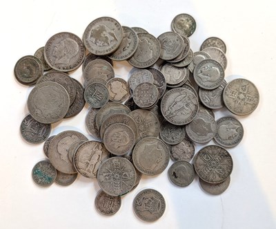 Lot 244 - A collection of UK pre-1947 silver coins, 316g,...