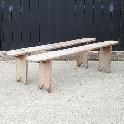 Lot 66 - A pair of rustic wooden benches (2)