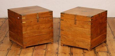 Lot 672 - A pair of campaign style brass-mounted...