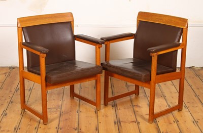 Lot 471 - A pair of 1970s Swedish oak and brown leather...
