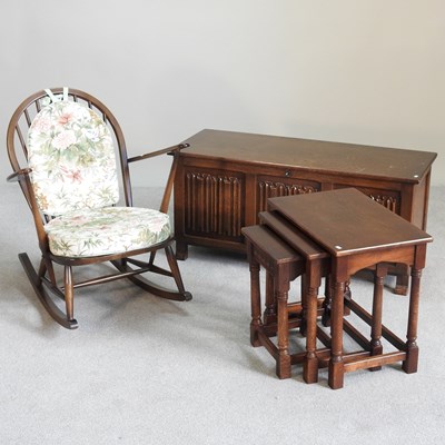 Lot 413 - A 20th century oak coffer, with linen fold...