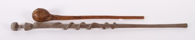 Lot 419 - A knobkerrie together with an African walking...