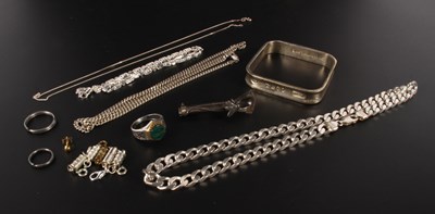 Lot 224 - A silver curb link chain, together with a...