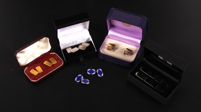 Lot 178 - A pair of silver cufflinks, cased, together...