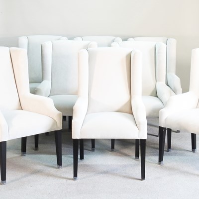 Lot 28 - A set of eight modern cream upholstered high...