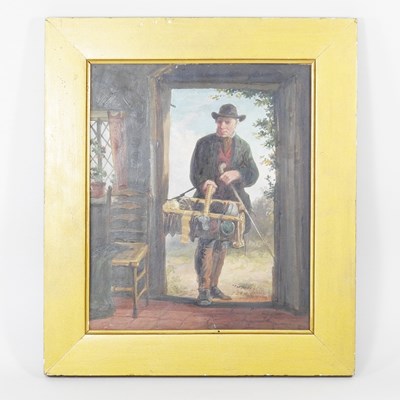 Lot 652 - English school, 19th century, The Peddler, oil...