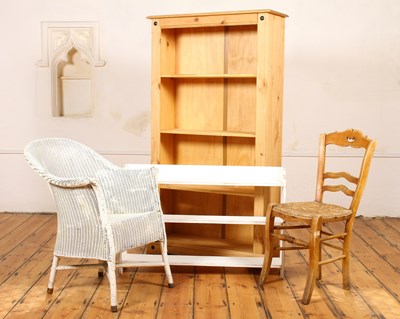 Lot 530 - A pine open bookcase, w. 84cm, together with a...