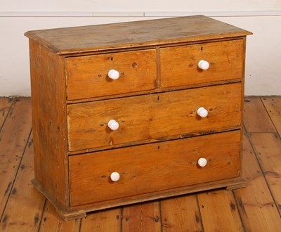 Lot 636 - A Victorian pine chest of drawers, with...