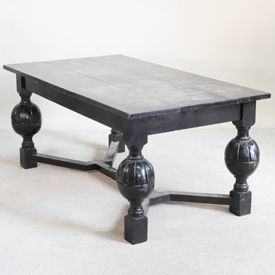 Lot 427 - An Elizabethan style oak refectory table, 20th...