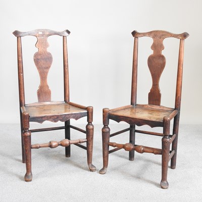 Lot 364 - A pair of 18th century ash side chairs, on...