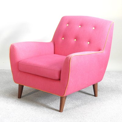 Lot 14 - A modern John Lewis pink upholstered button...