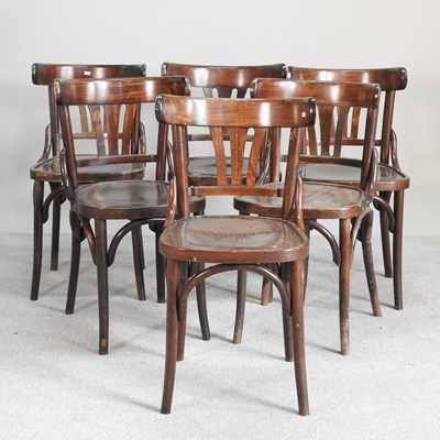 Lot 173 - A set of six Thonet style bentwood dining...